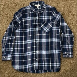 The Tunic Shirt Flannel - Blue/Pink Plaid - M